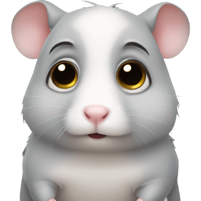 Sad grey hamster big eyes  emoji