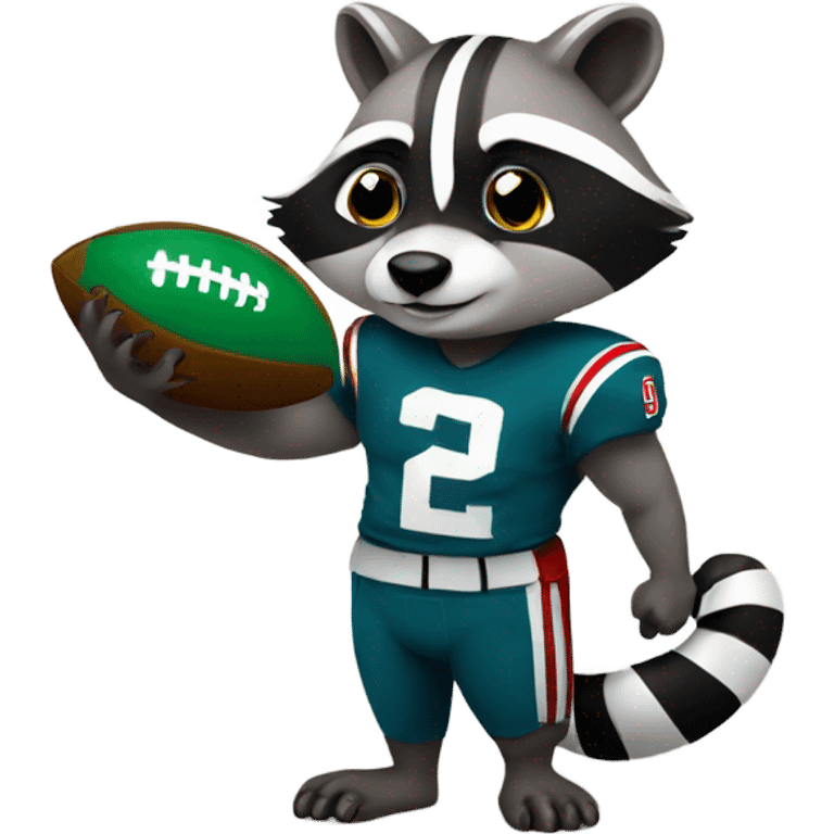 A raccoon holding a football and trophy emoji