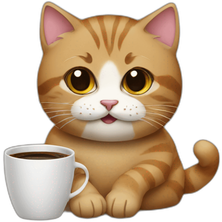 Cat with coffee emoji