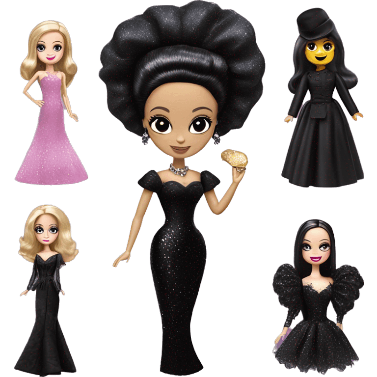 1899 Debut Barbie CC,Morticia Addams, , sparkling black octopus dress  emoji