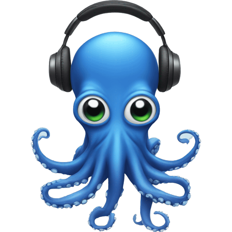 Blue octopus emoji wearing headphones emoji