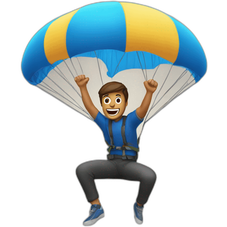 man jumping with a parachute emoji