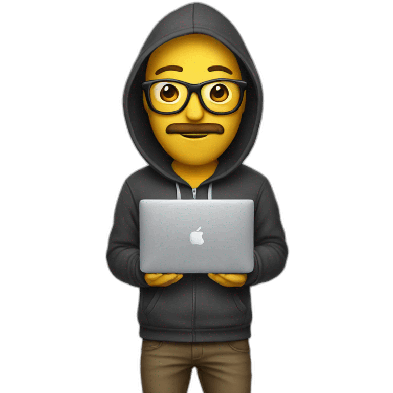 hipster with hoodie and a macbook emoji