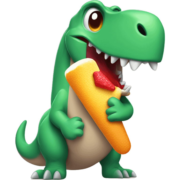 Dinosaur eating popsicle emoji