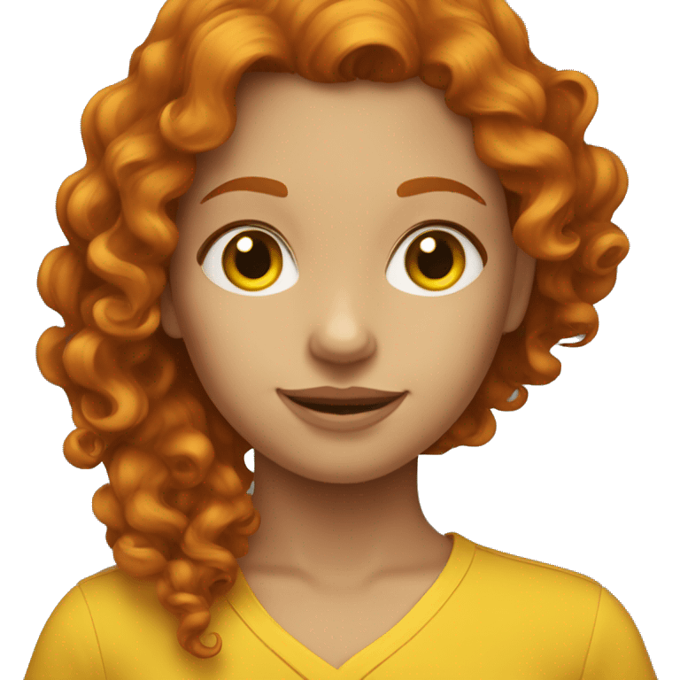 Curly redhead girl emoji with yellow blouse emoji