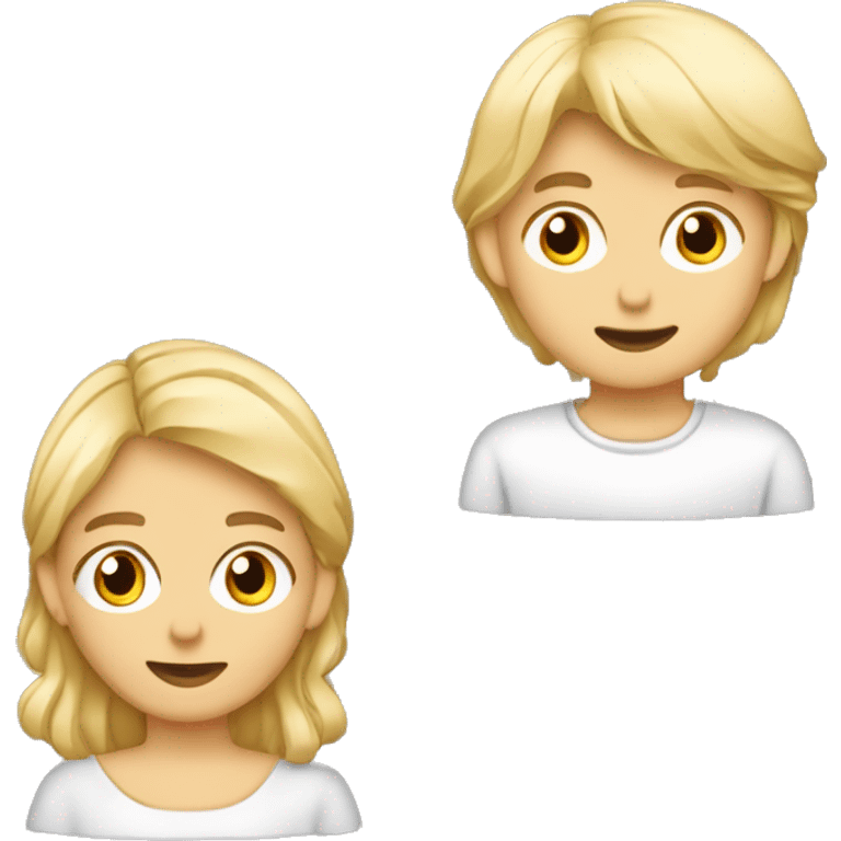 Grauhaariger junger Mann und blondes Mädchen, beide helle Hautfarbe emoji