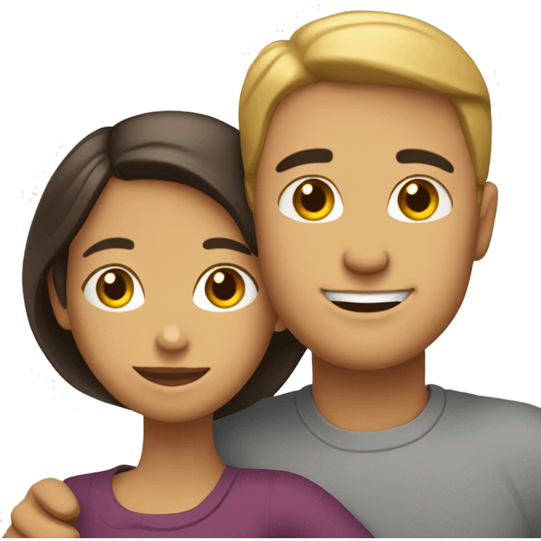 White man an hispanic woman hug each other emoji