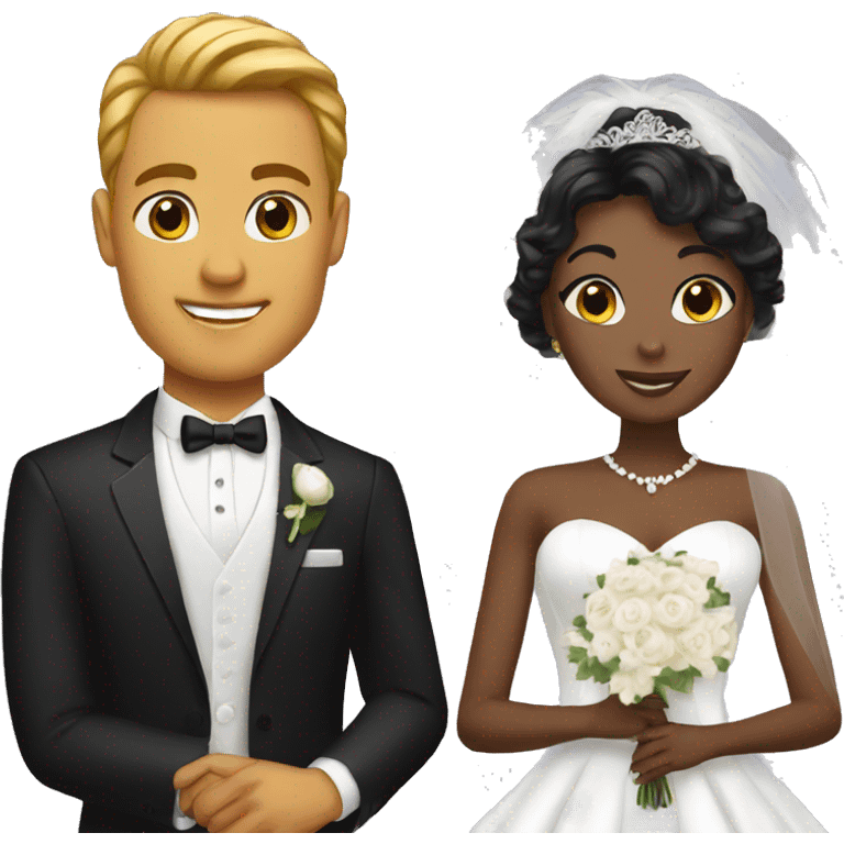 Black bride white groom emoji