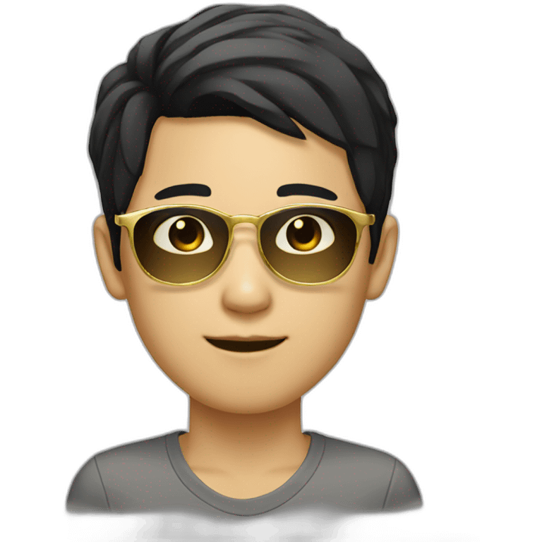 asian guy with gold glasses and blonde and black hair asian girl emoji