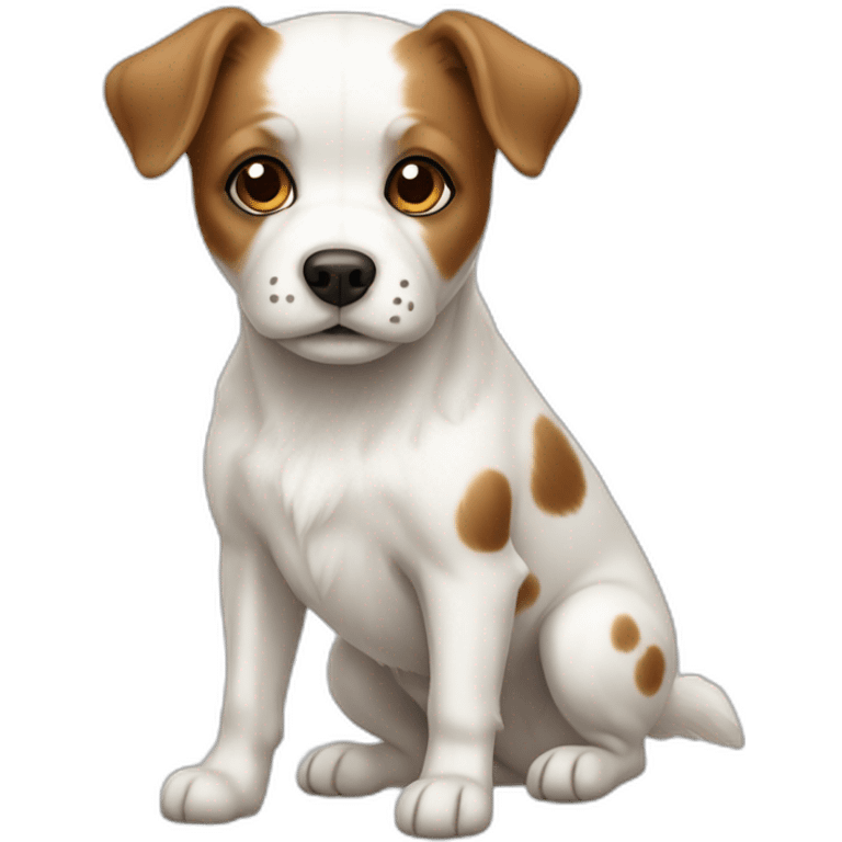 little white dog with little brown spots full body emoji