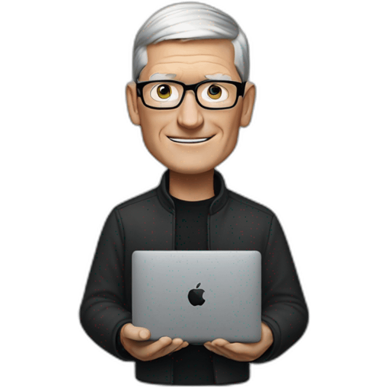 tim cook with black macbook pro emoji