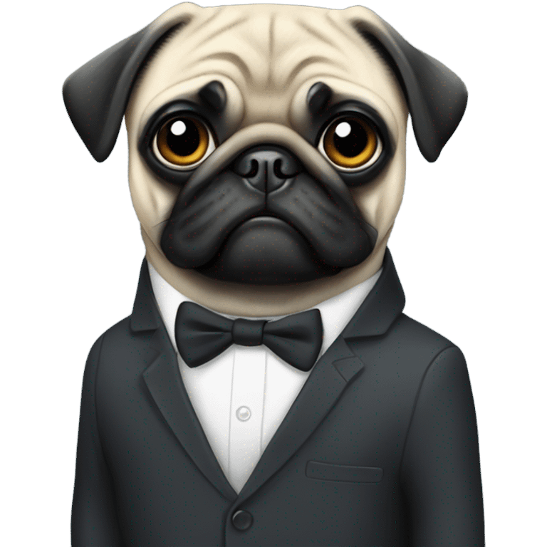 black pug wearing a suit emoji