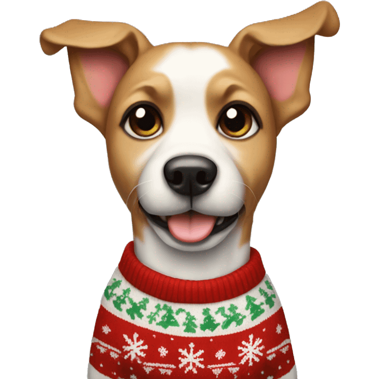 Dog wearing Christmas sweater  emoji