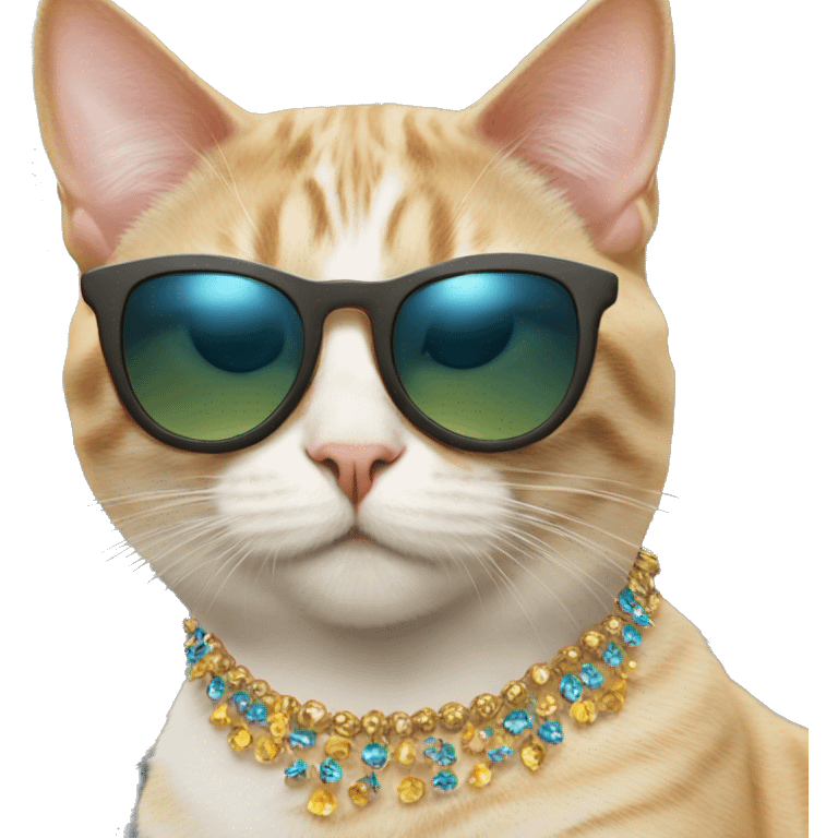 birthday cat with cool earrings and sunglasses emoji