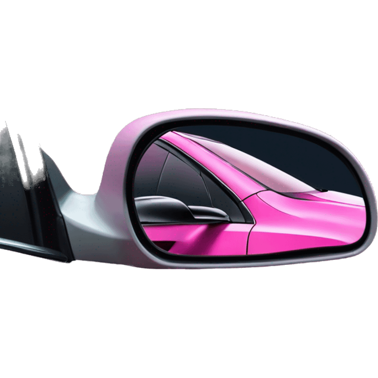 Pink Tesla model 3 close up side mirror emoji