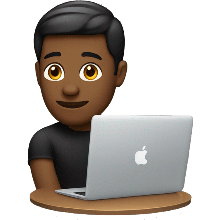 brown guy in black shirt behind macbook emoji