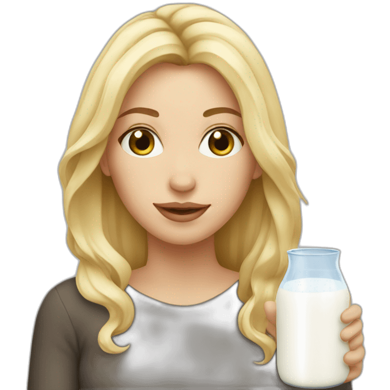 blonde woman with milk emoji