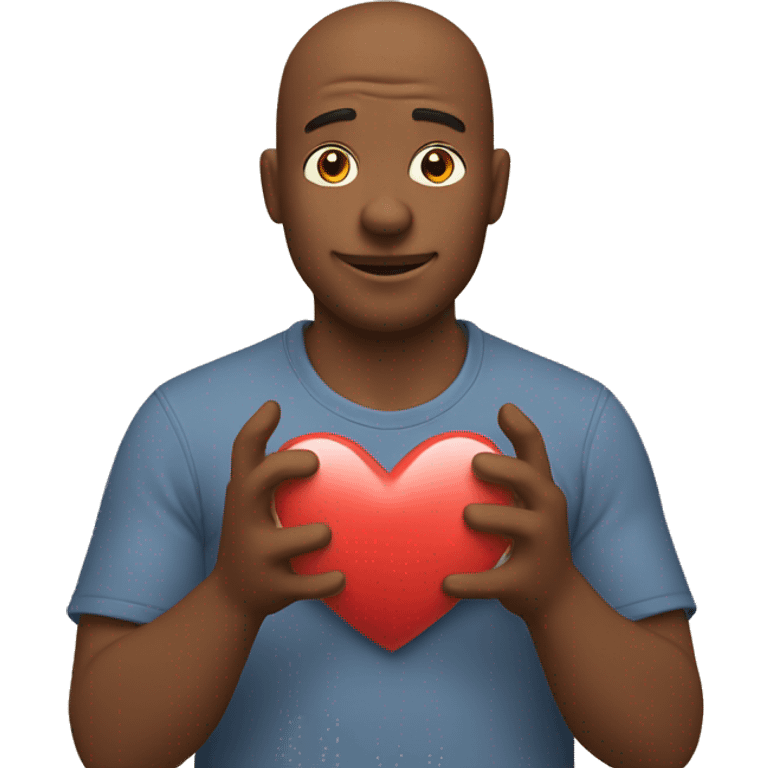 Dad holds his heart in his hand emoji