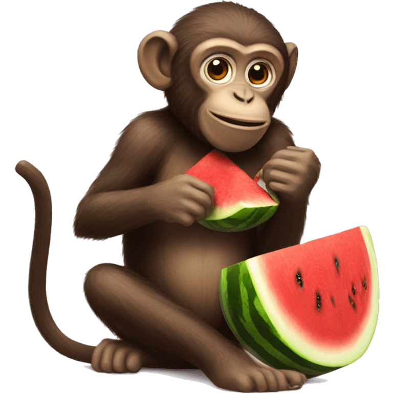 monkey eating watermelon  emoji