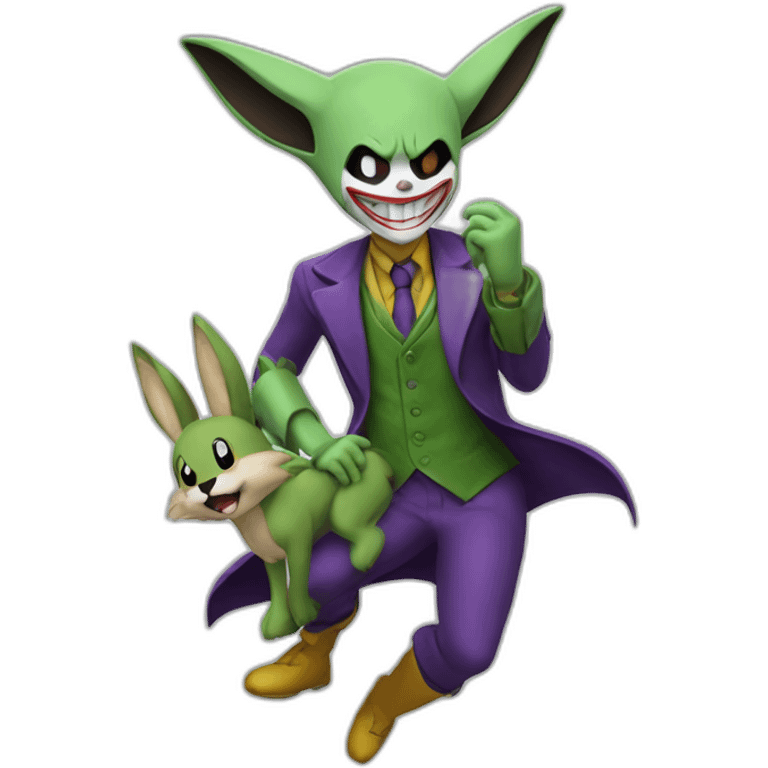 The Joker from  the Batman series catching a lopunny in Pokemon emoji