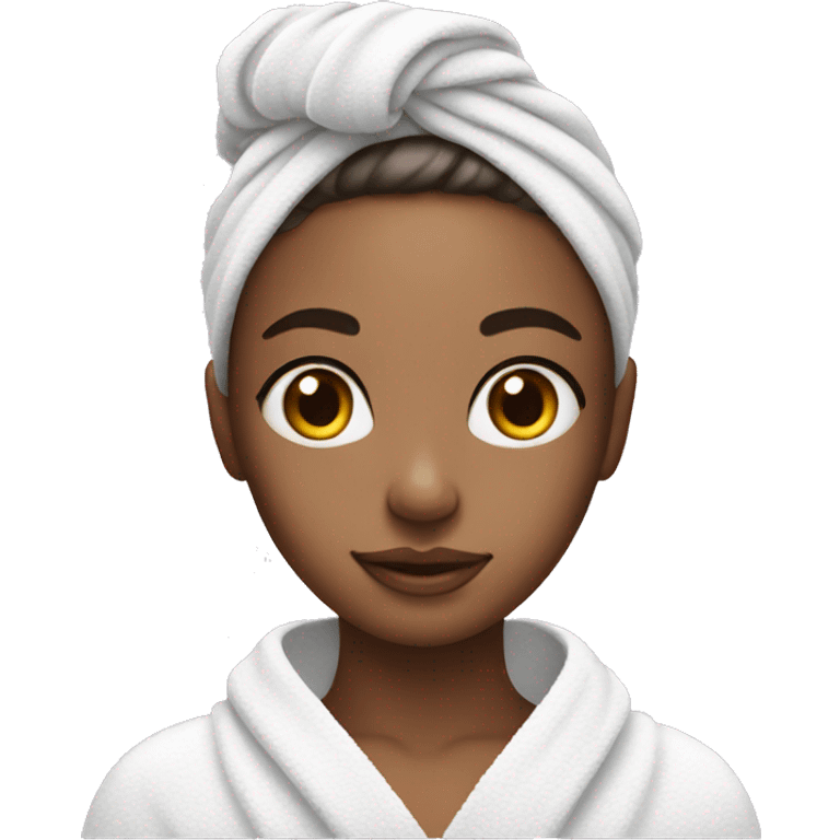 girl with skin skin care, and a towel in her hair emoji