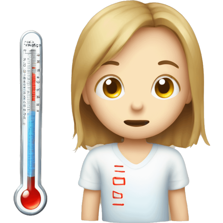 sick child, thermometer with high temperature emoji