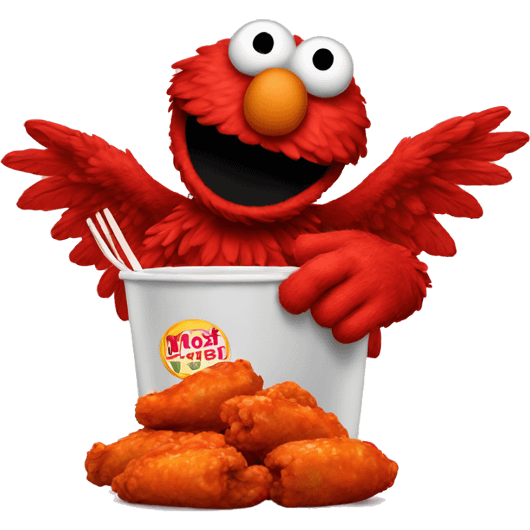 Elmo eating hot wings emoji