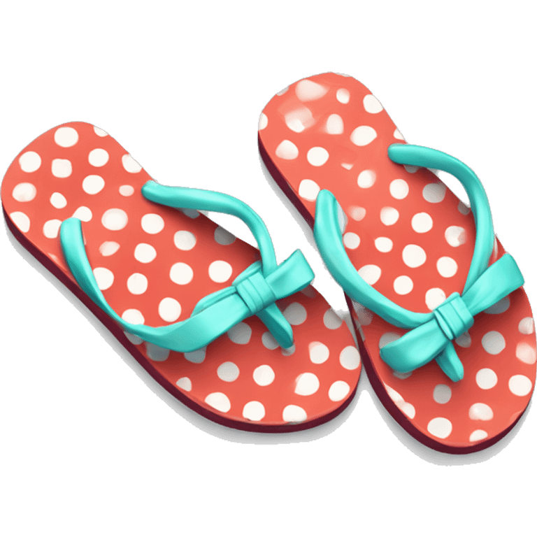 Realistic pair of polka dot summer flip flops isolated. emoji