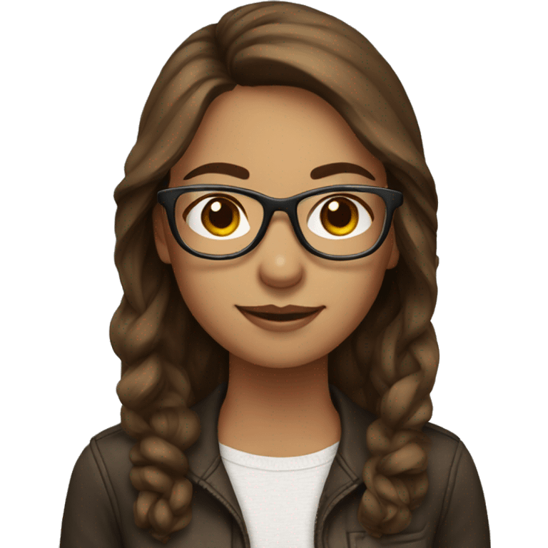 Cute woman with brown hair and glasses emoji