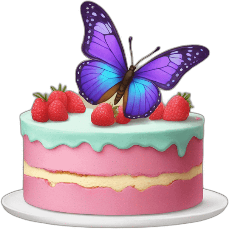 Butterfly eating cake emoji