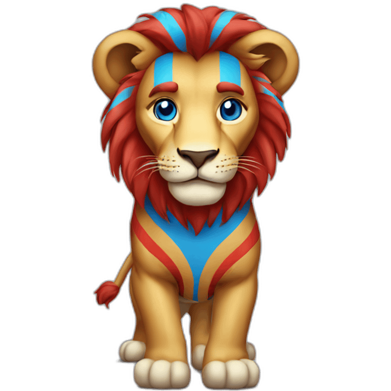 lion-wearing-striped-blue-and-red-t-shirt emoji