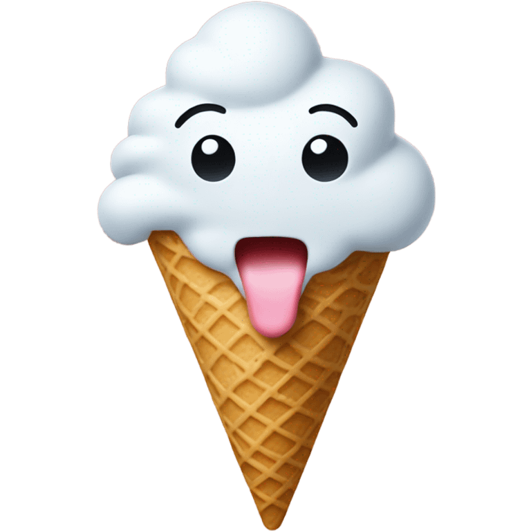 White smiley licking ice cream emoji