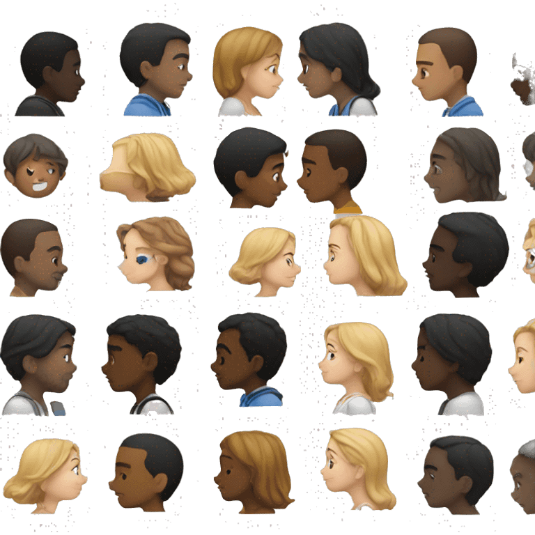 Black boy and white girl kissing emoji