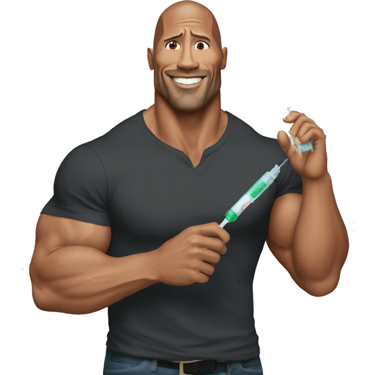 Dwayne Johnson with syringe in his hand emoji