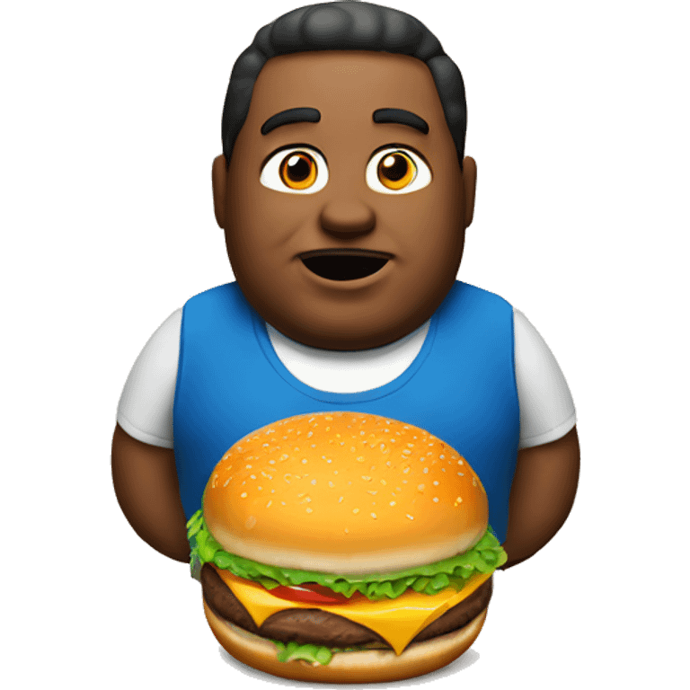 Fat man with burger emoji