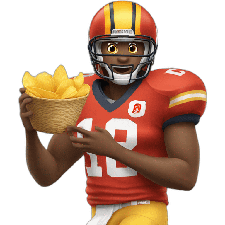  football player eats chips emoji