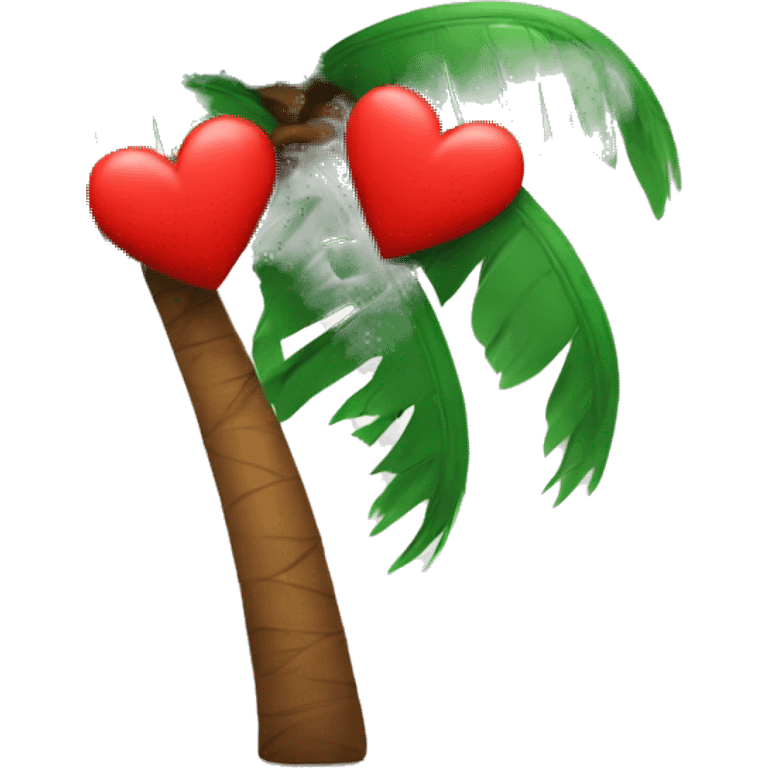 A red heart and a small palm tree without sand emoji