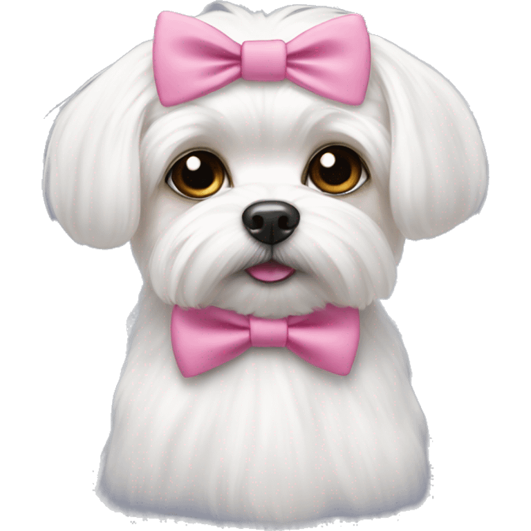 white maltese with pink bow tie  emoji