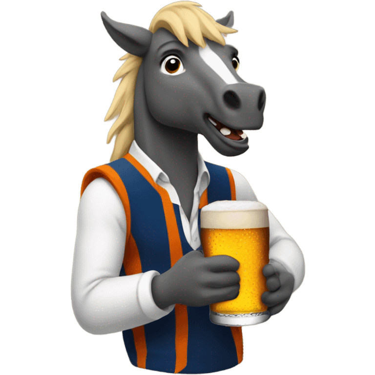 Bronco drinking beer emoji