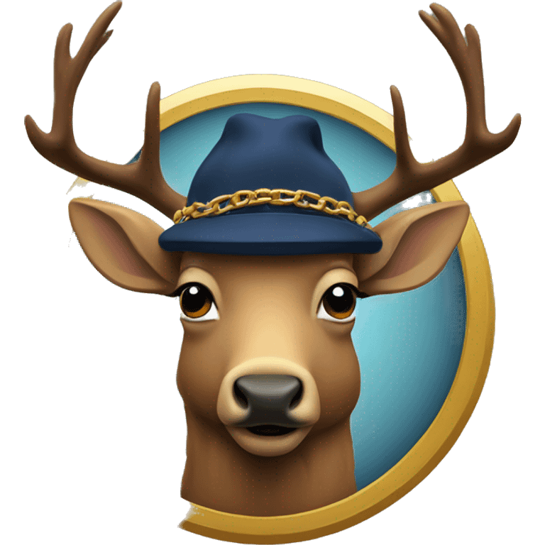 Elk wearing backwards cap and a gold chain around neck emoji