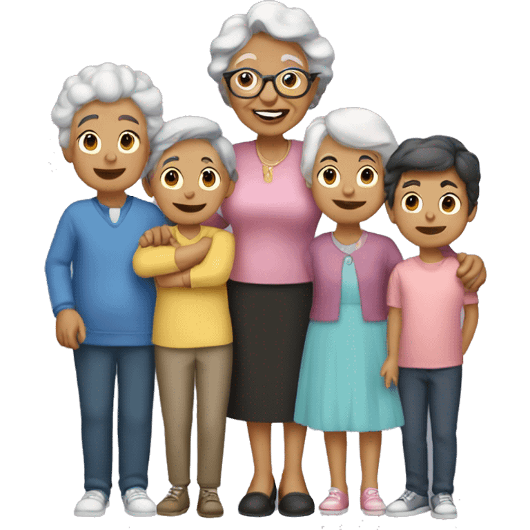 grandma with  four girls six boys emoji