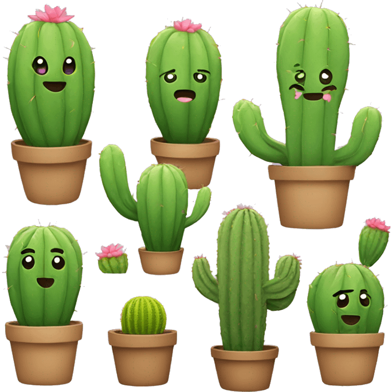 Regular emojis, with different facial expressions, but these are cacti emoji