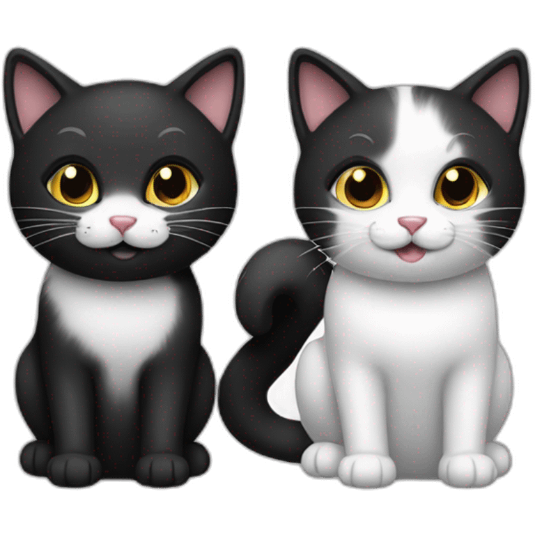 Total black and total white cats together emoji