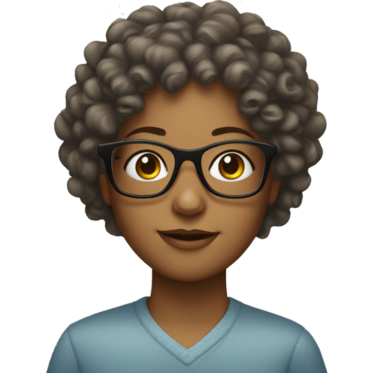 Curly haired girl with clear glasses  emoji