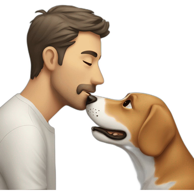 man kissing dog emoji