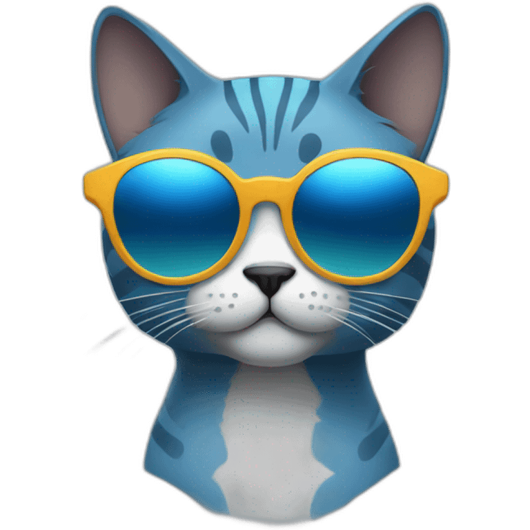 a blue kawaï cat round ears wearing sunglasses emoji