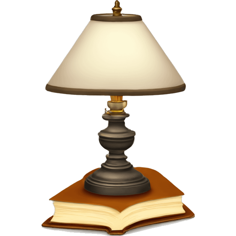 vintage lamp with open book emoji