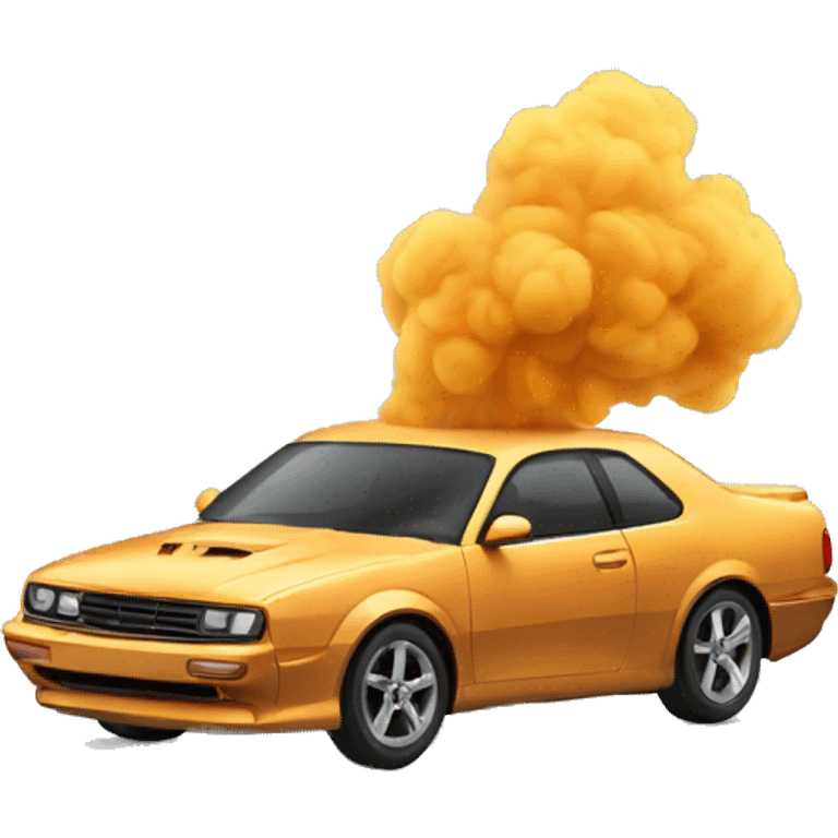 voiture qui drift avec de la fumée  emoji