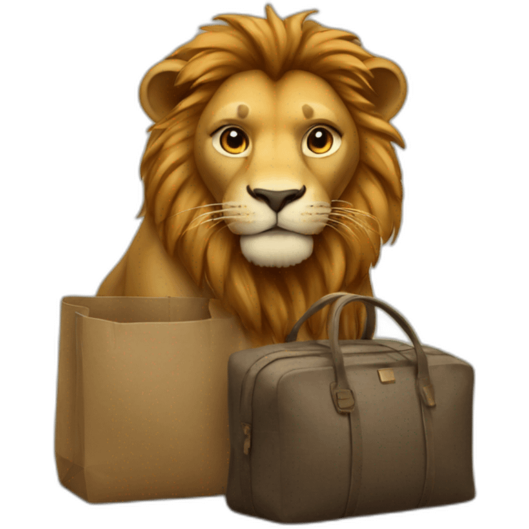 lion wearing bag emoji