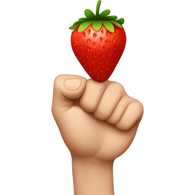 a strawberry pointing a finger emoji